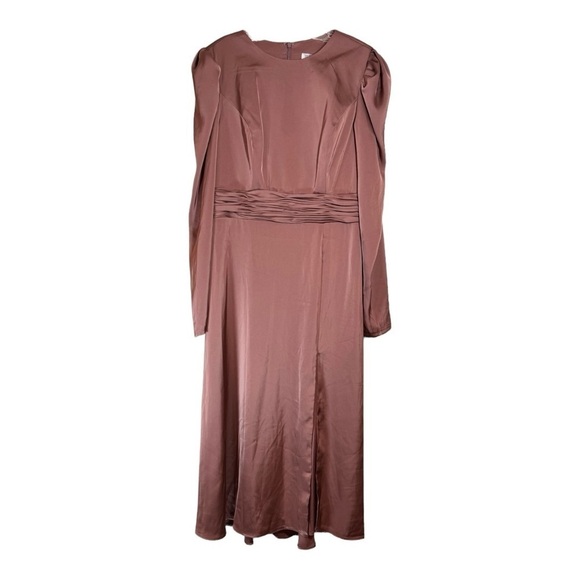 Mac Duggal High Neck Long Sleeve Midi Dress in Mauve Size 10 NWT - Picture 2 of 6